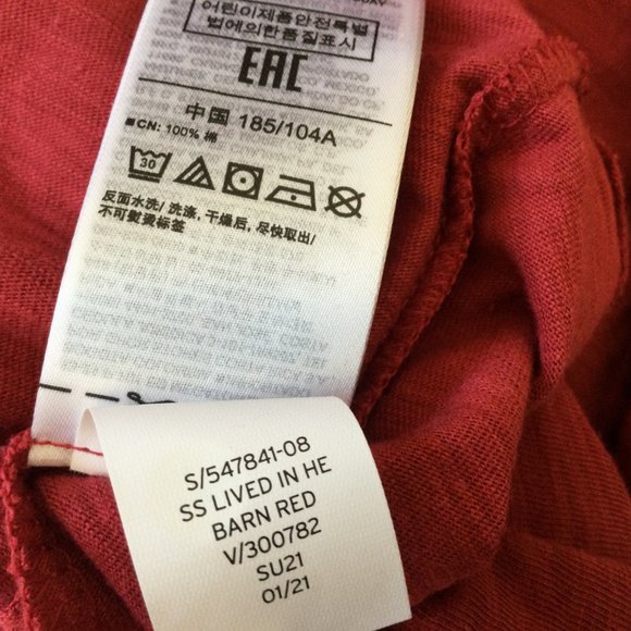 Gap Men's Short sleeve Large Henley Shirt Lived In Barn Red - Picture 9 of 9